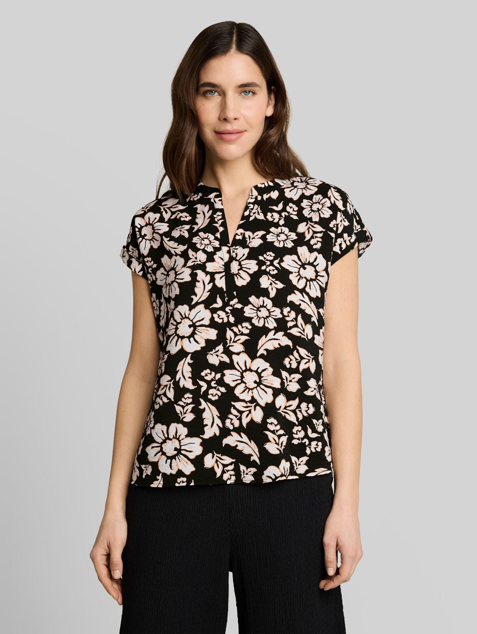 TOM TAILOR Kurzarmbluse Blusen & Shirts Loose Fit Bluse mit V-Ausschnitt
