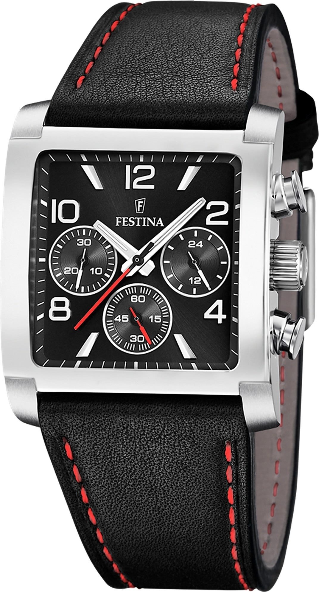 Chronograph Festina Herrenuhr Leder schwarz Timeless
