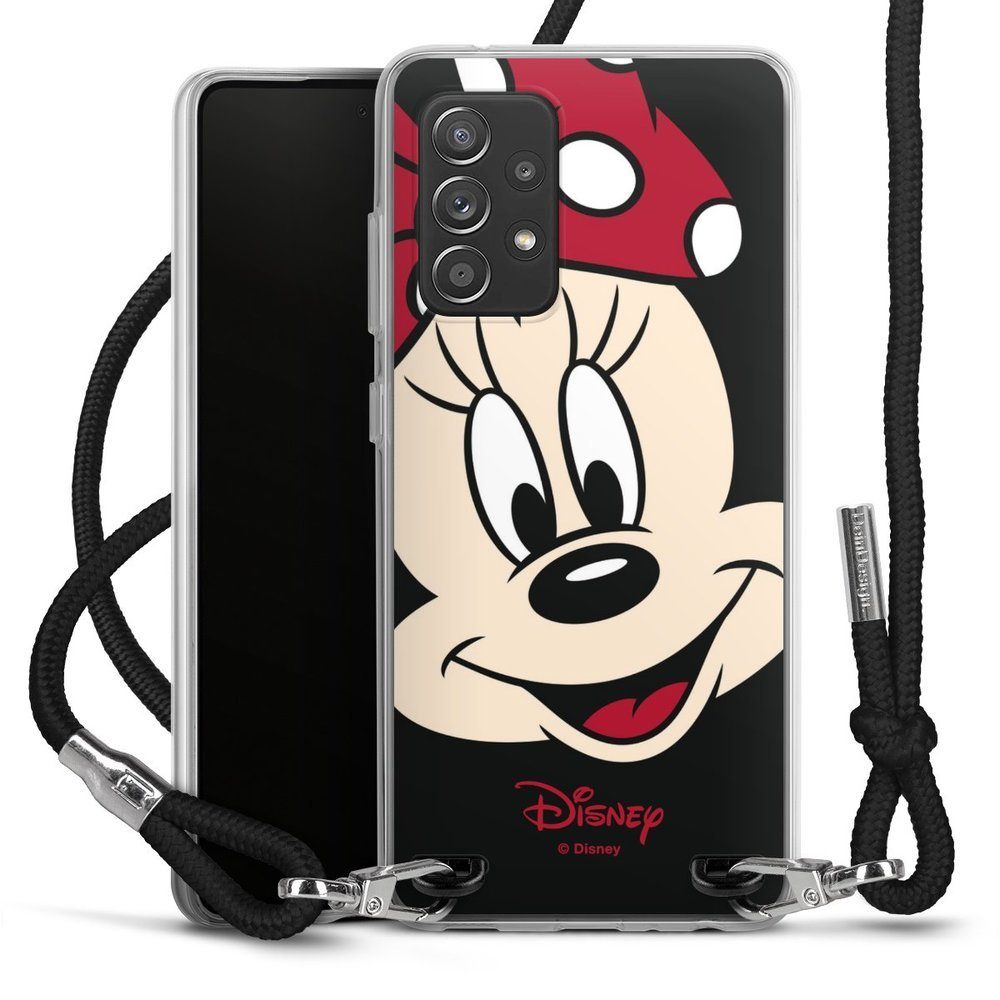 DeinDesign Handyhülle Minnie Mouse Disney Offizielles Lizenzprodukt Minnie  All Over, Samsung Galaxy A52 Handykette Hülle mit Band Case zum Umhängen