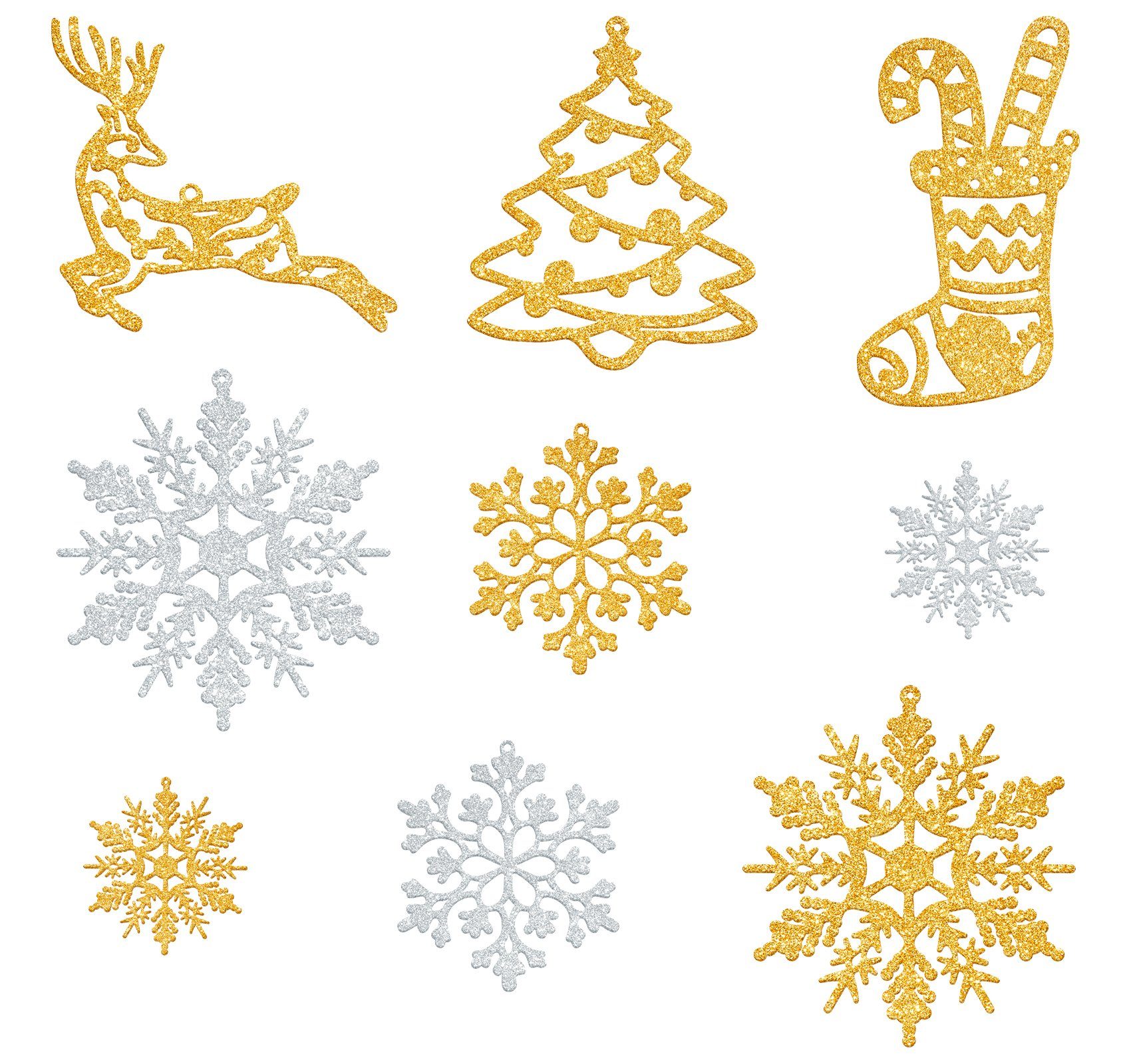 schneeflocken Homewit Gold-Weiß schneeflocken Weihnachtsbaumdecke 65 Stück christbaumschmuck deko