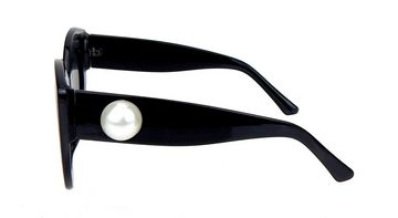 Ella Jonte Retrosonnenbrille Statement Sonnenbrille schwarz mit Perle im Retro Look UV 400