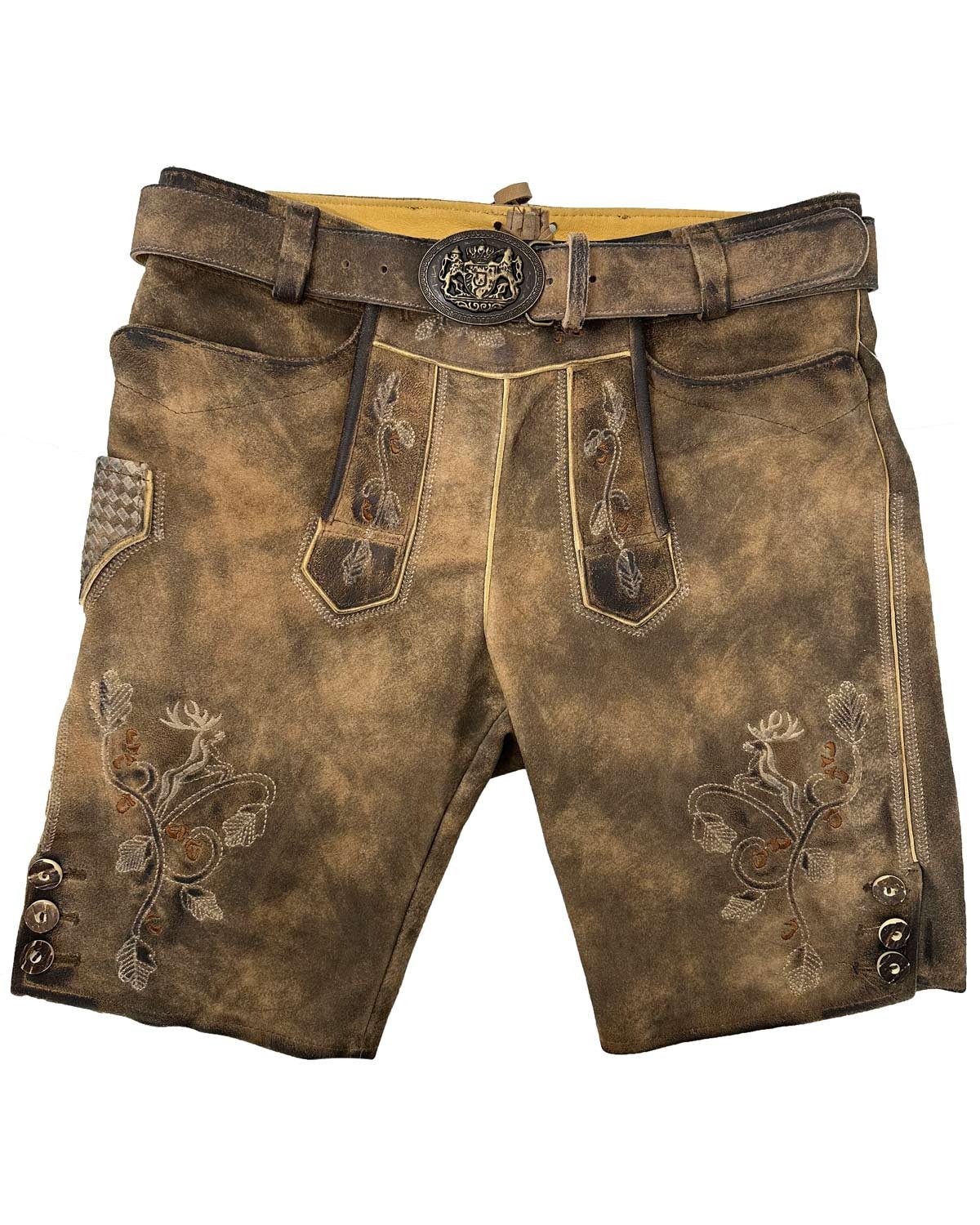 Maddox Trachtenlederhose 'Bercher' mit Gürtel, Camel