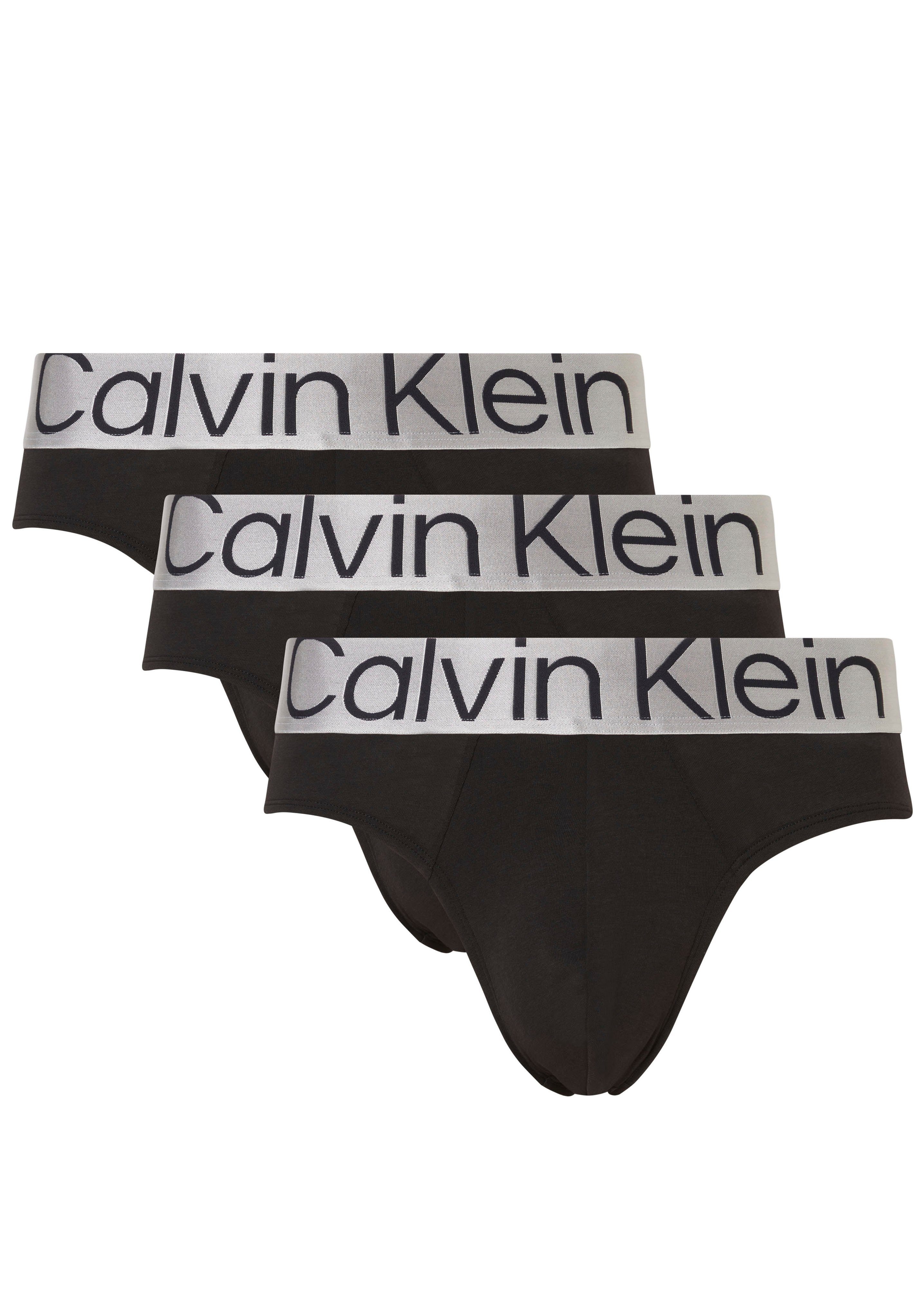Underwear mit schwarz, 3er-Pack) Logoschriftzug schwarz Calvin (Packung, Slip Klein 3-St., schwarz,