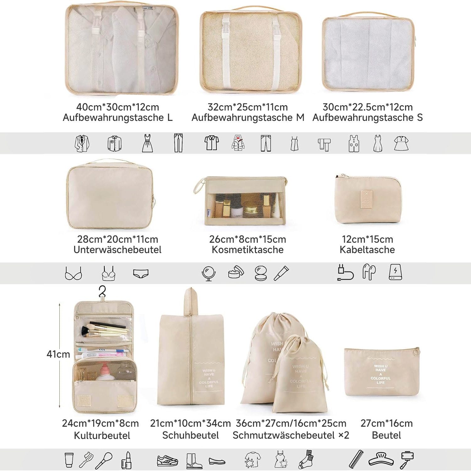 OSTWOLKE Kofferorganizer 11-teilig Koffer Organizer Set Packing Cubes für U günstig online kaufen