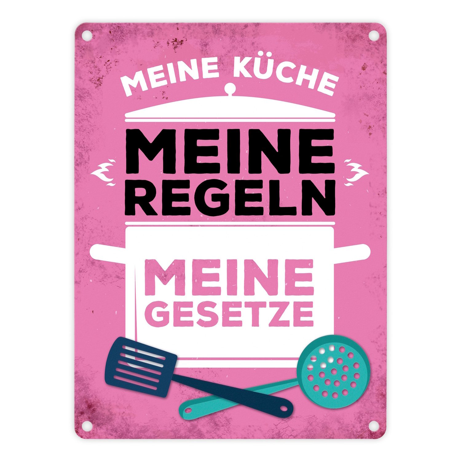 Metallschild Metallschild mit Spruch: Meine Küche Regeln ... Blechschild Schild