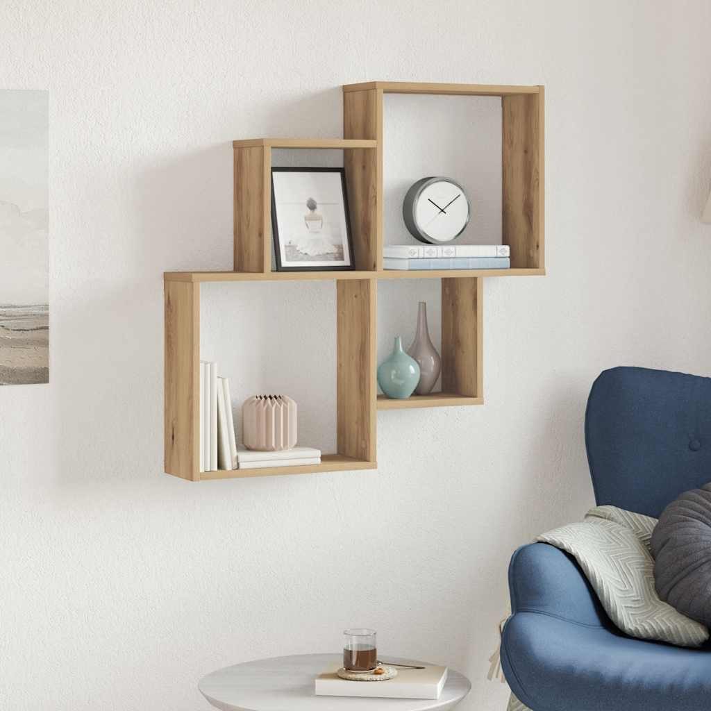 vidaXL Regal Wandregal Artisan-Eiche 80x15x78,5 cm Holzwerkstoff, 1-tlg. – Bild 3 von 5