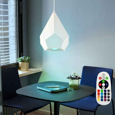 etc-shop LED Pendelleuchte, Leuchtmittel inklusive, Warmweiß, Pendellampe weiß Hängeleuchte weiß Landhaus Küchenlampen Hängelampe
