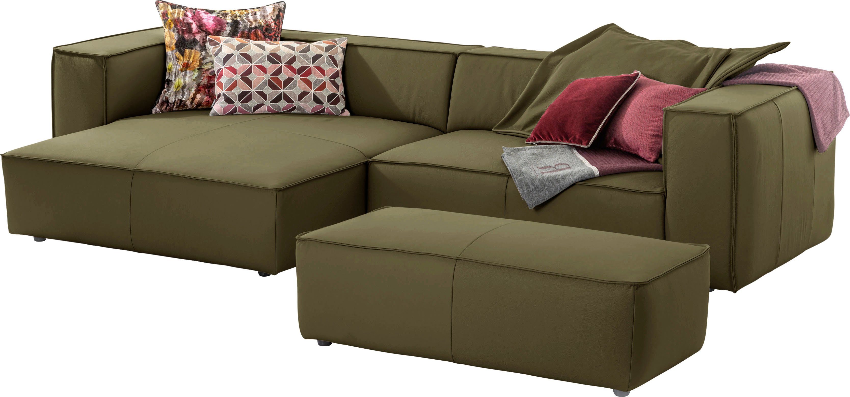 W.SCHILLIG Ecksofa around-the-block, modern und elegant, bequem, L-Form, mit eleganter Biese, mit Federkern