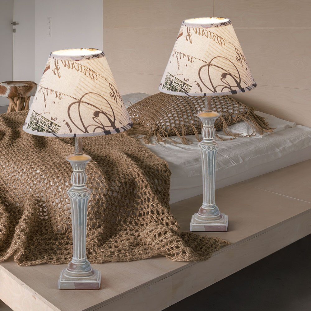 Wohn Zimmer Paris Lampe Design Tisch Warmweiß, LED inklusive, Textil etc-shop Tischleuchte, beige Leuchtmittel Beistell Leuchte im-