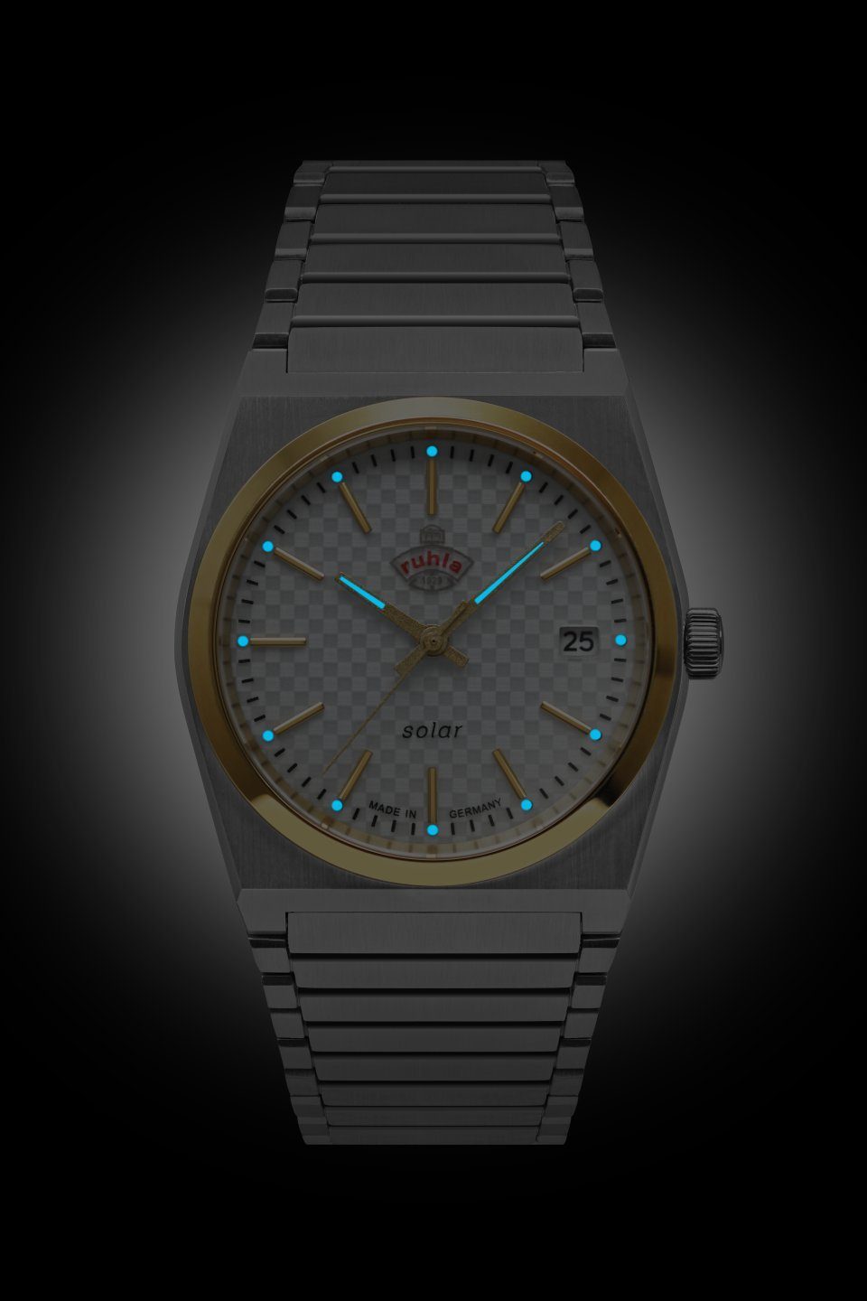 ruhla Solaruhr Space Control Solar Damen 4643M-1, Armbanduhr, Damenuhr, Datum, Leuchtzeiger, Saphirglas, Made in Germany
