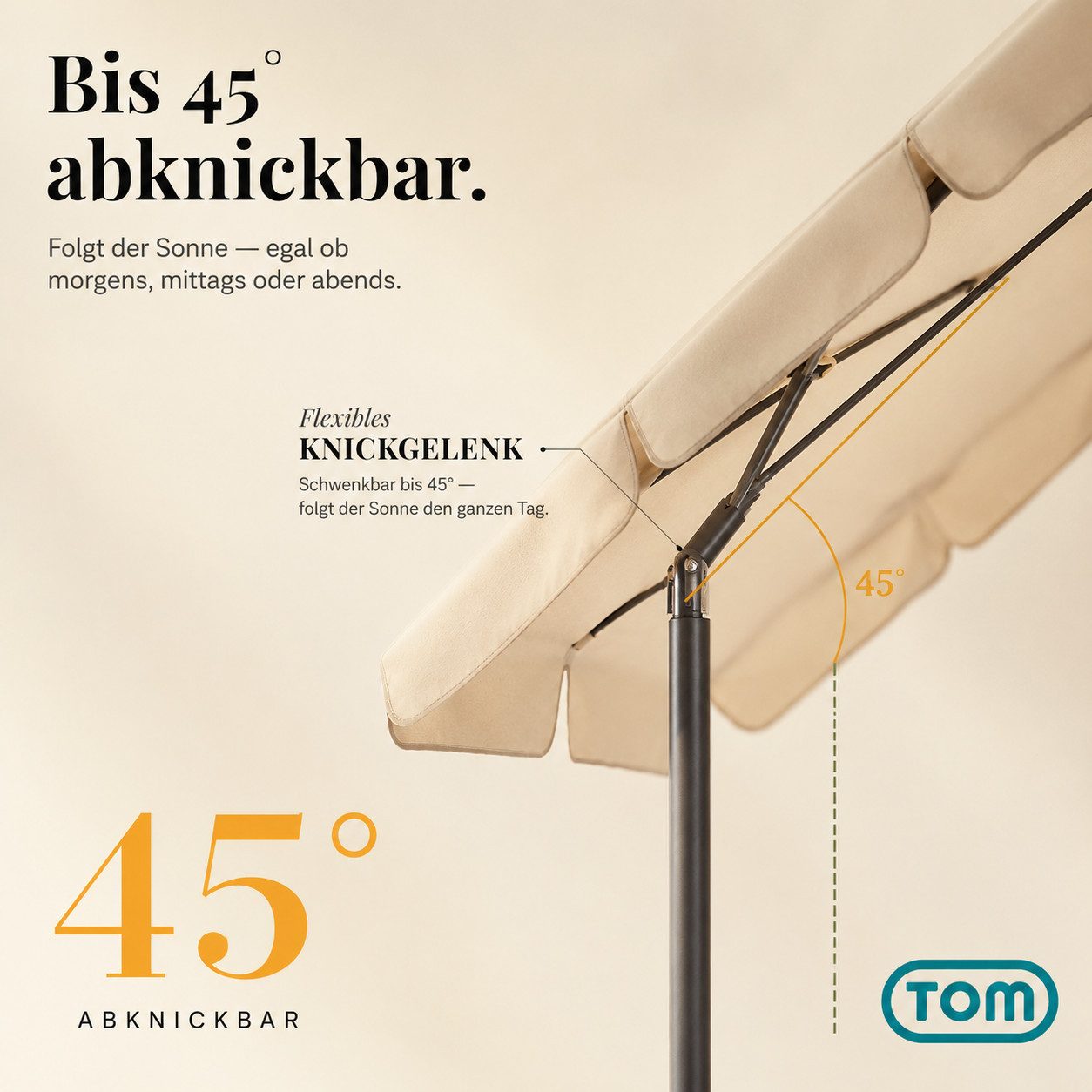 TOM Sonnenschirm 125x200 cm inklusive Kühltasche und Tragetasche, abknickbar, UV-Schutz: 50+, 180 g/m² Polyester – Bild 3 von 5