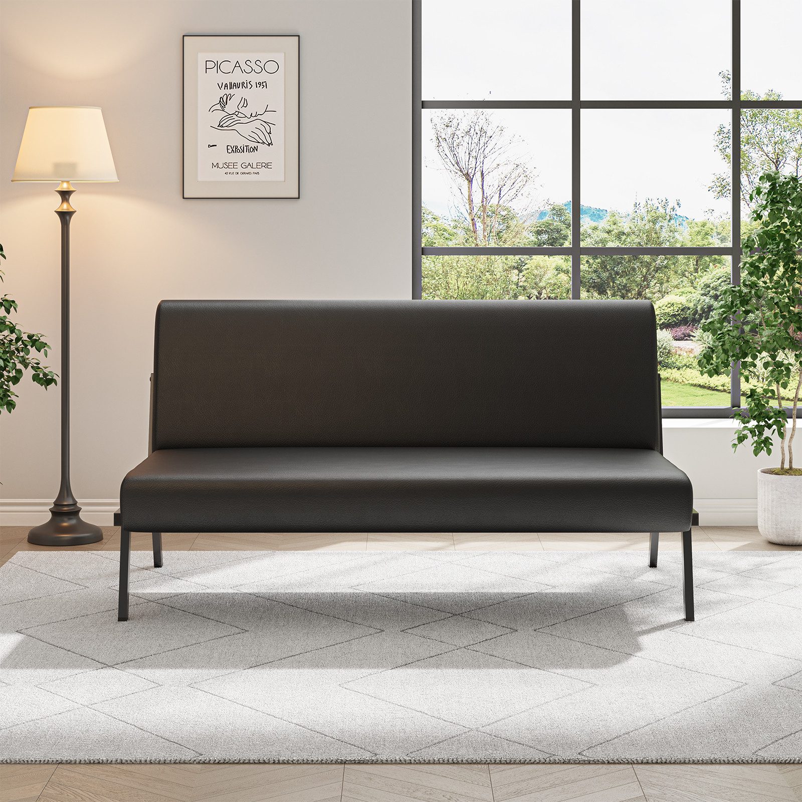 OUNUO Sofa 2 Sitzer Couch mit Metallrahmen Doppelsofa 150kg belastbar – Bild 2 von 5