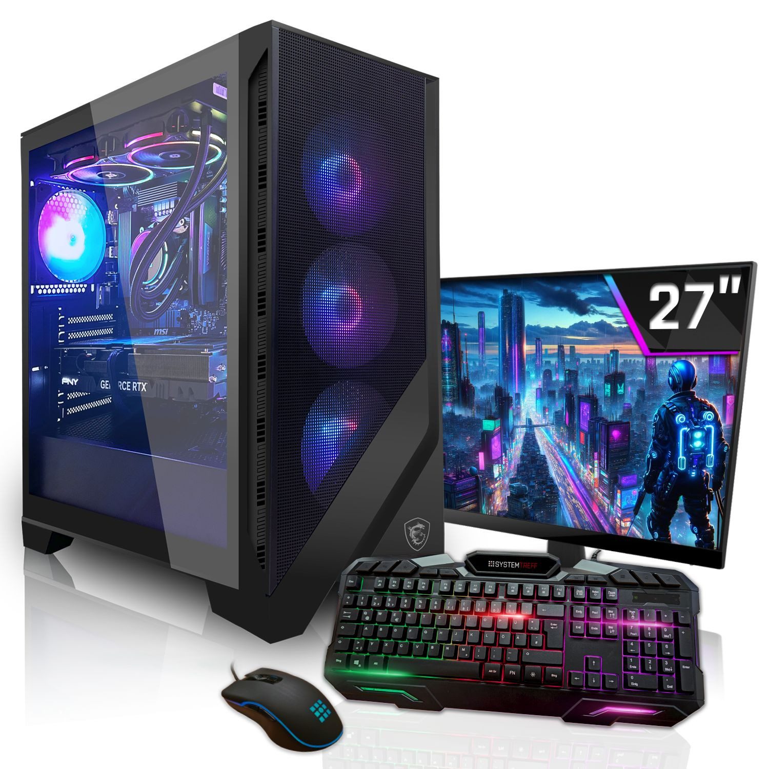 SYSTEMTREFF Basic Gaming-PC-Komplettsystem (27", AMD Ryzen 5 5655G, RX Vega 7, 16 GB RAM, 256 GB SSD)