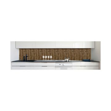 DRUCK-EXPERT Küchenrückwand Küchenrückwand Bretterwand Dunkel Hart-PVC 0,4 mm selbstklebend