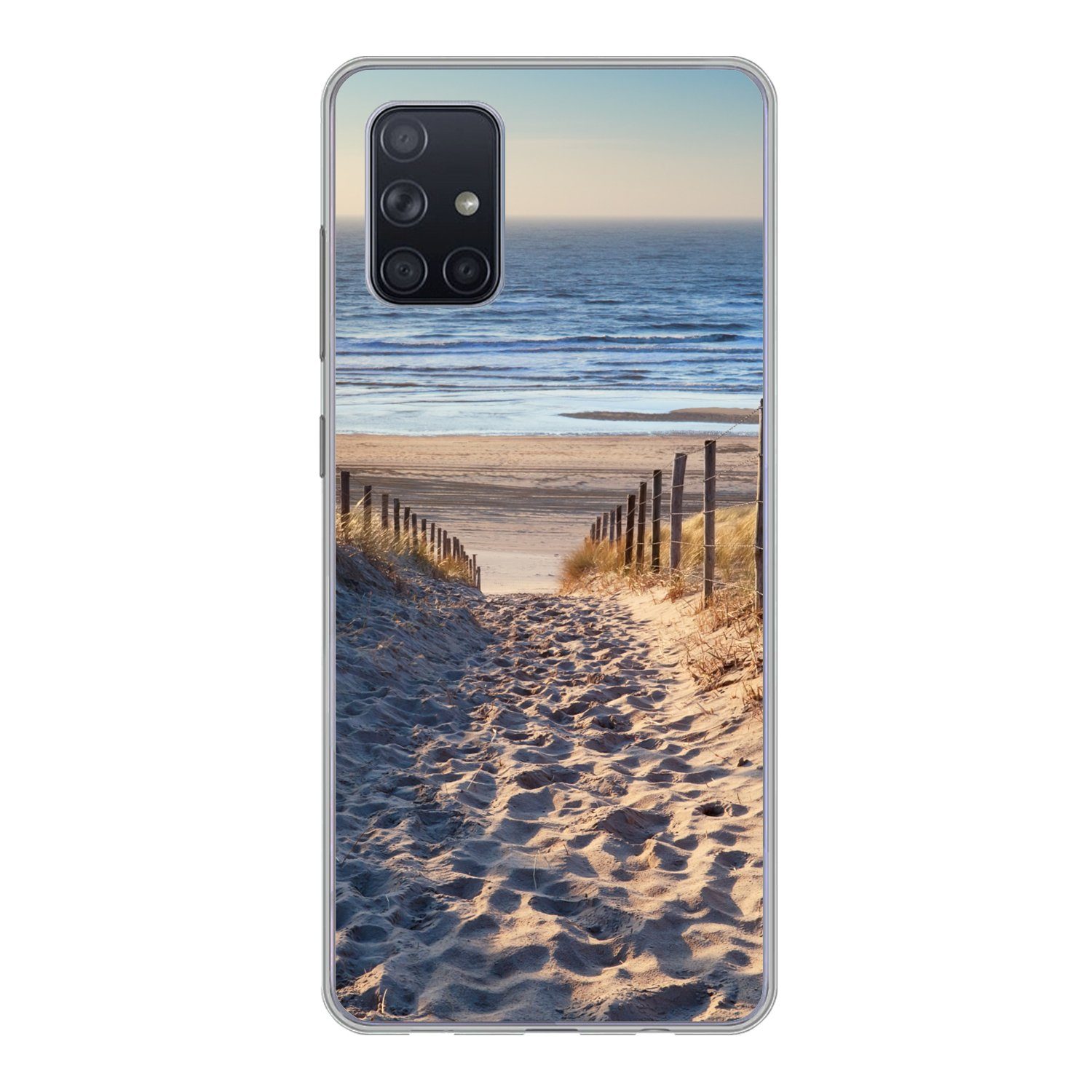 MuchoWow Handyhülle für Samsung Galaxy A51 Strand - Meer - Niederlande - Dünen - Sonne, Smartphone-Bumper, Print, Handy Schutzhülle Dünn
