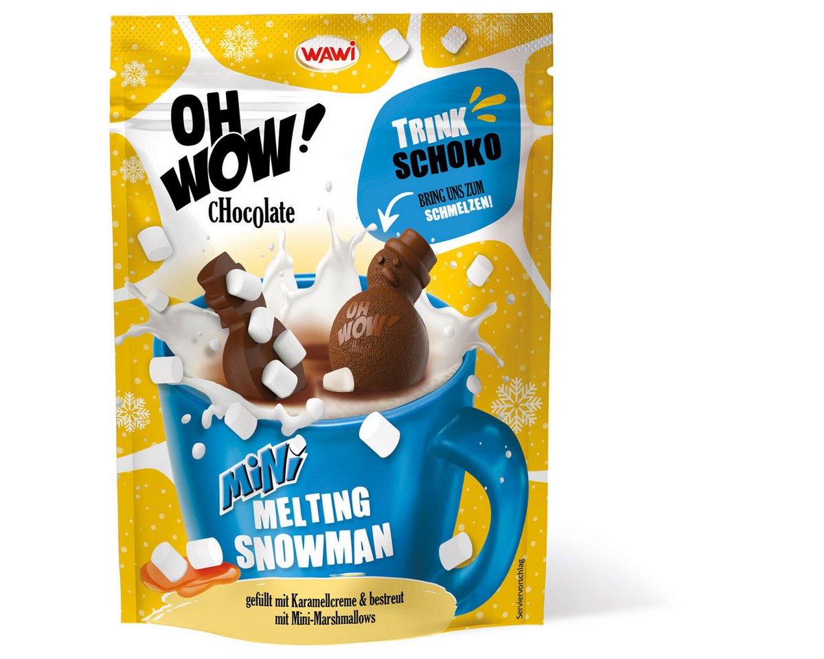 WAWI Schokolade, OH WOW Mini Melting Snowman Karamellcreme Trinkschokolade 120g