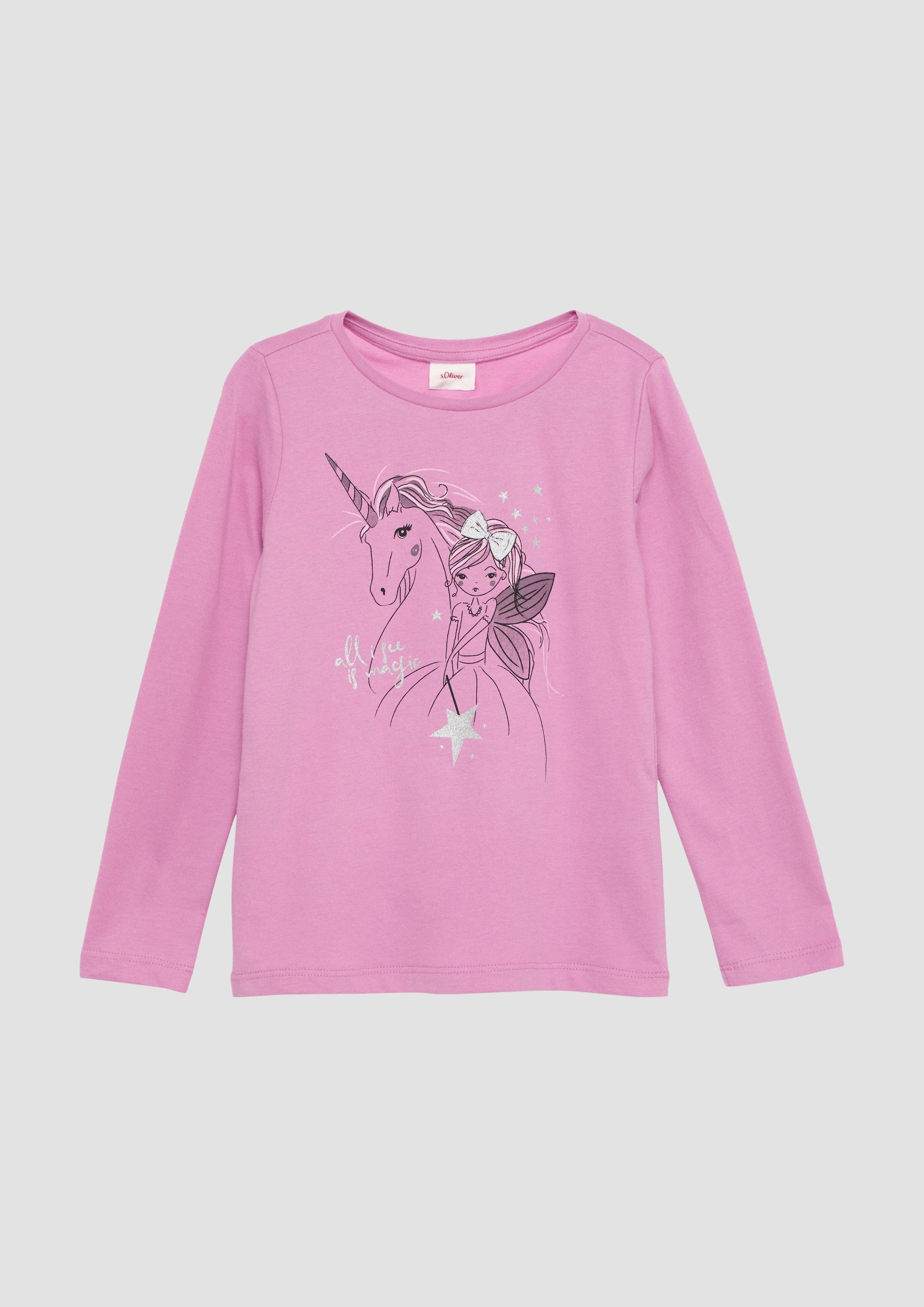 Langarmshirt Langarmshirt mit Glitter-Print