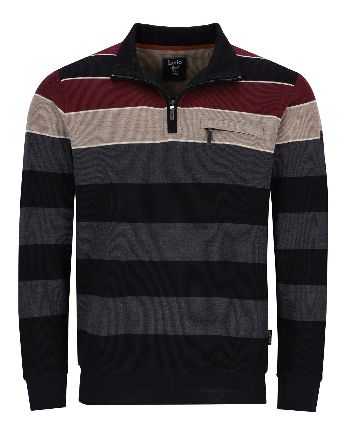 Hajo Sweatshirt Troyersweatshirt mit platziertem Streifen - stay fresh-Qual günstig online kaufen