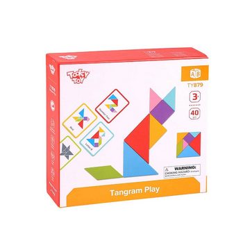 Tooky Toy Puzzle Holz Puzzle Tangram TY879, 40 Puzzleteile, 40-teilig, geometrische Formen, ab 3 Jahren