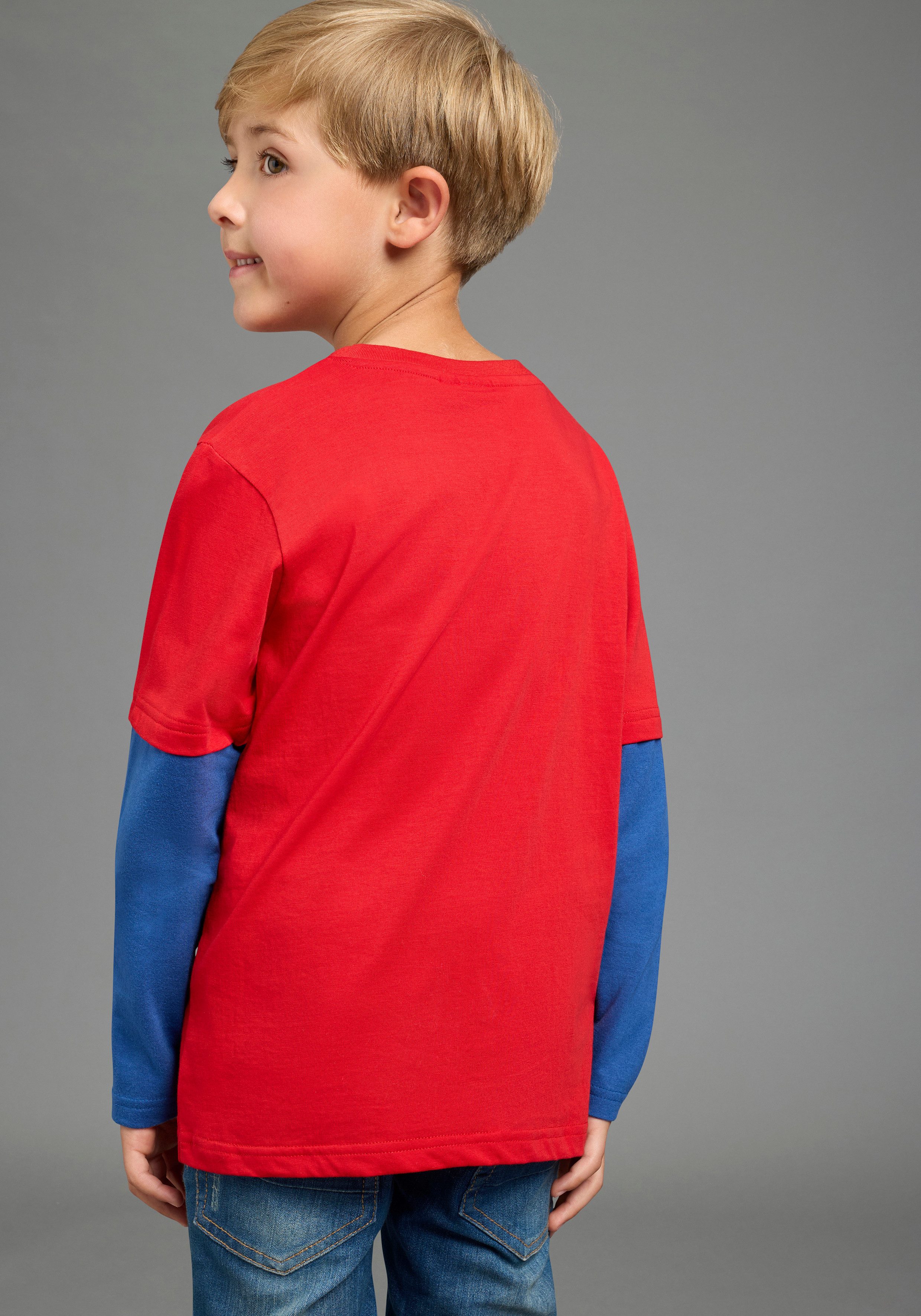 KIDSWORLD Langarmshirt SPIDEY Lagen-Shirt, Disney Hüftlange Basic-Passform, Langarm, modischer Stil, mit Lagenoptik
