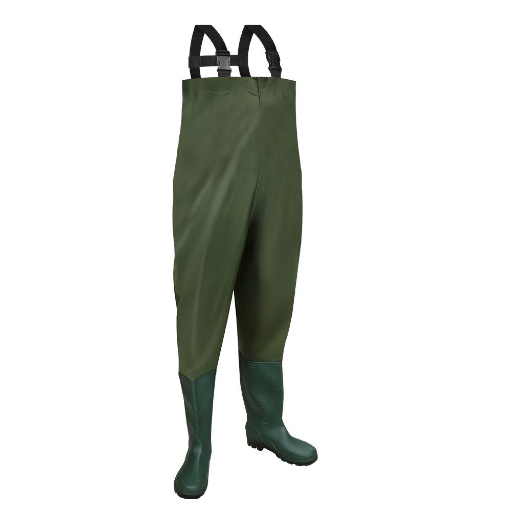 Clanmacy Schutzhose Wathose Anglerhose Wasserdicht Fischer Teichhose Gummi mit Stiefel