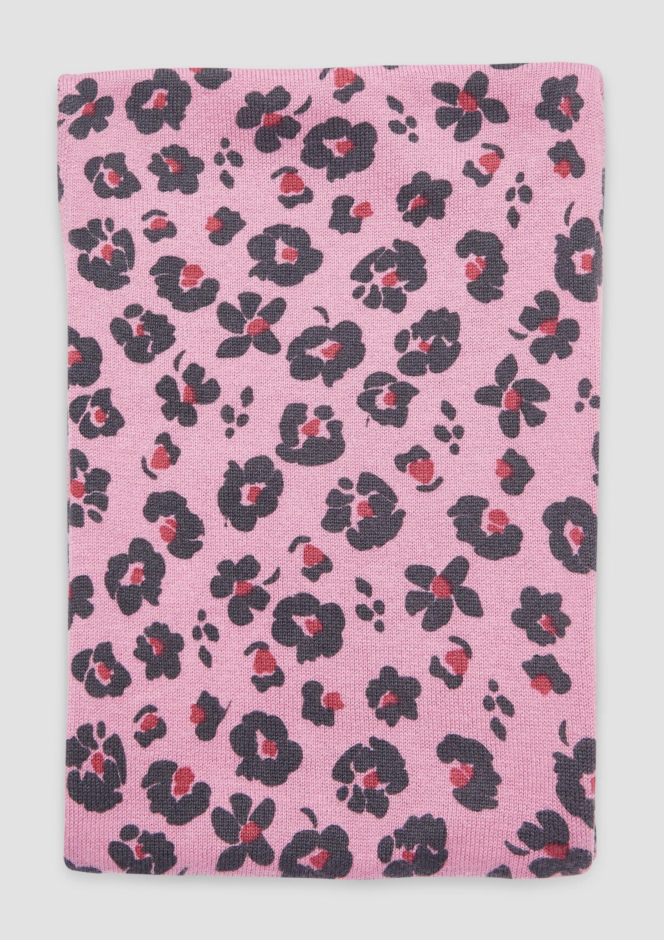 s.Oliver Loop Snood, Loopschal aus Feinstrick mit Leo-Print