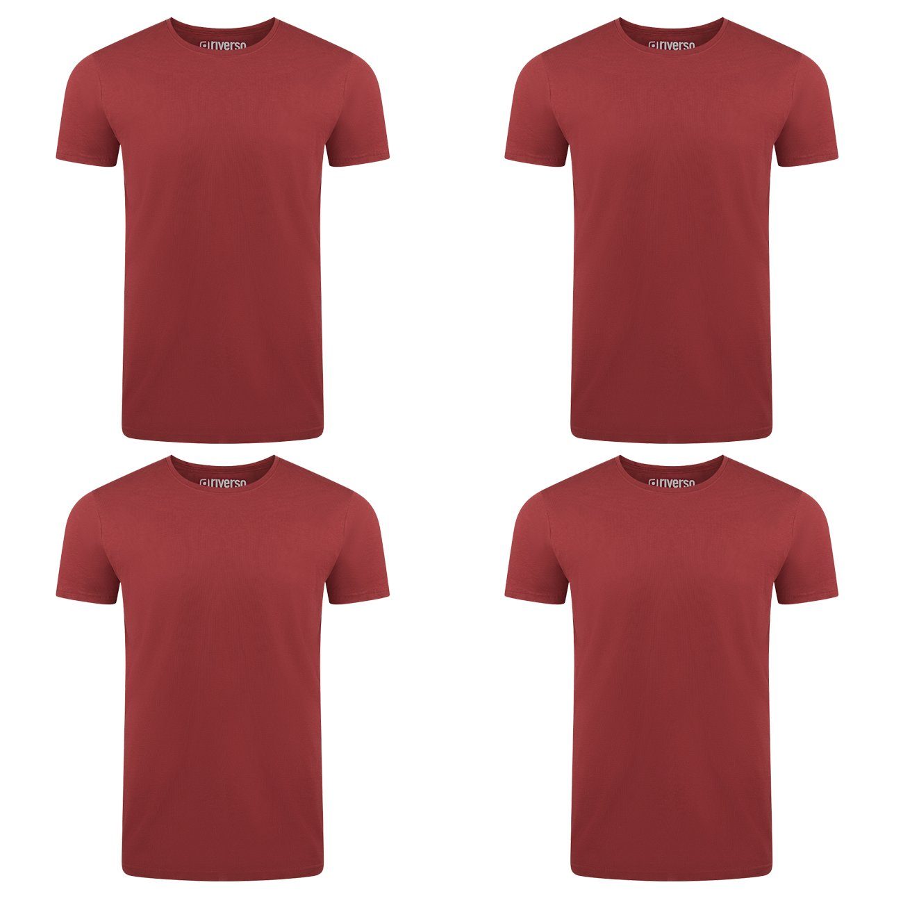 riverso T-Shirt RIVAaron O-Neck 4er Pack (4-tlg) Organic Cotton Bio 100% Baumwolle Dark Red (15400)