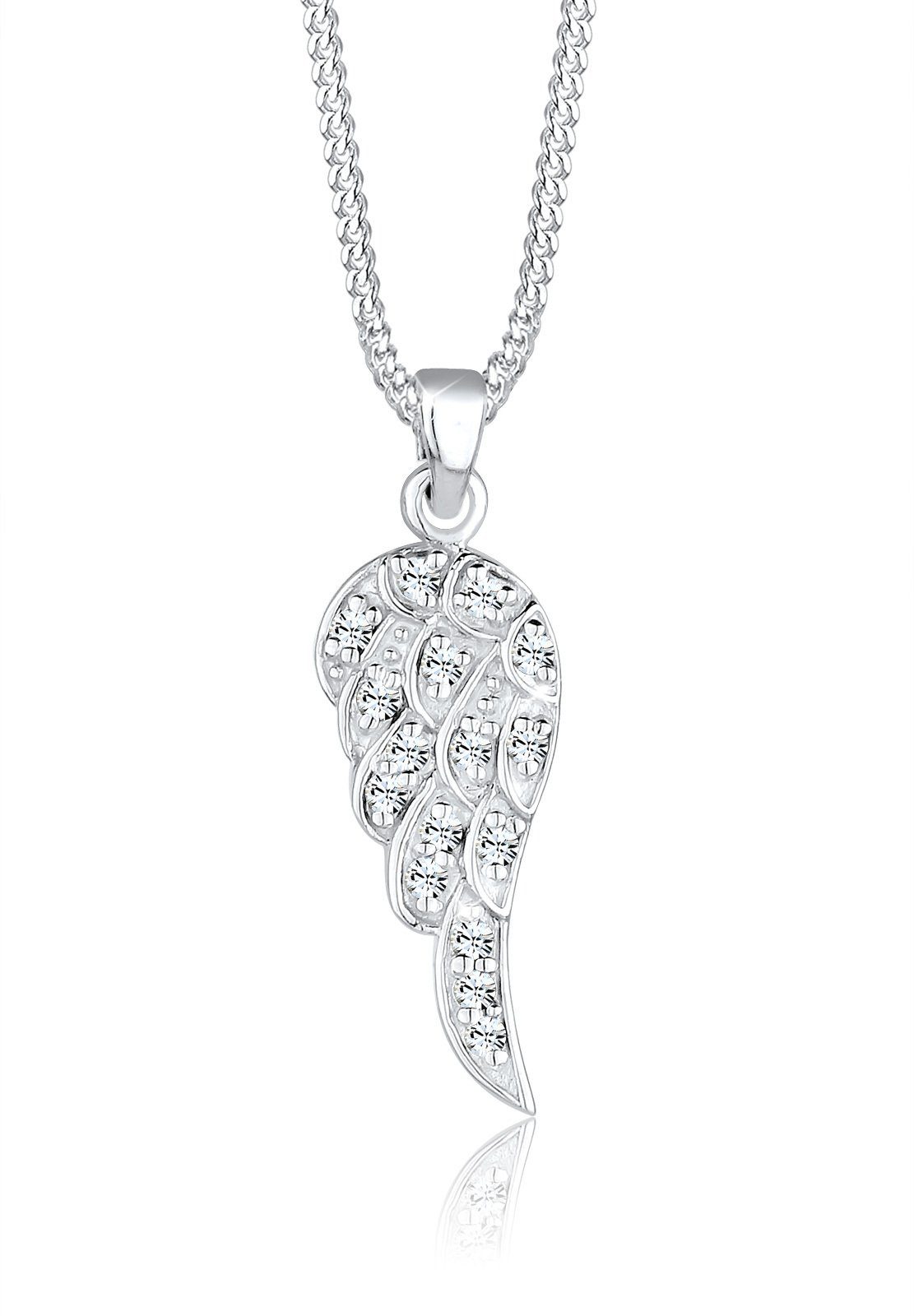 Kette mit Anhänger Flügel Weiß 925 Sterling Silber, mit Kristallen von Swarovski®
