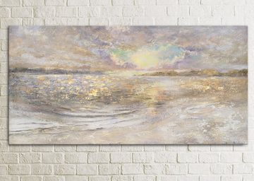 YS-Art Gemälde Meer Dämmerung, Landschaft, Leinwand Bild Handgemalt Sonnenuntergang am Meer Strand