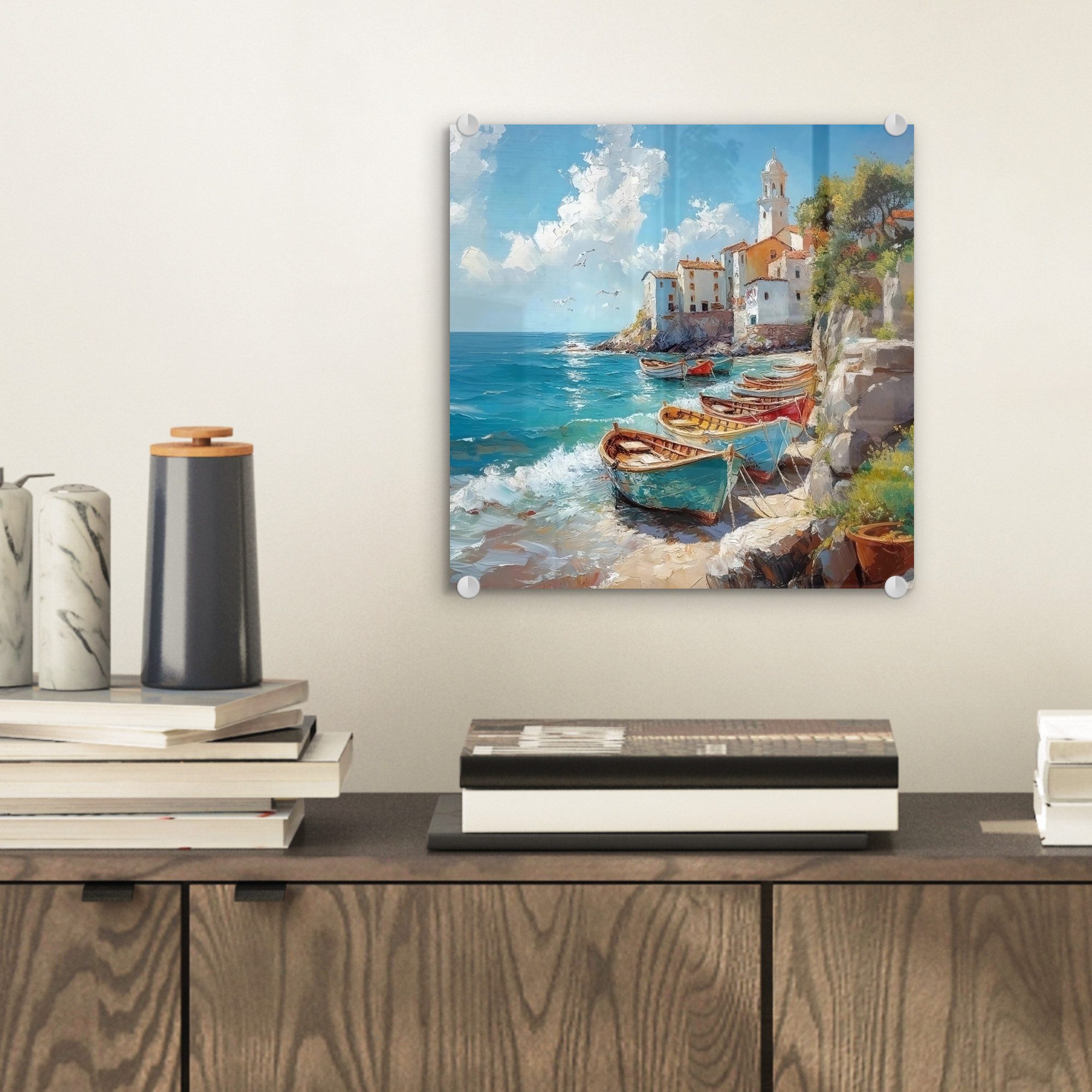 MuchoWow Acrylglasbild Boote - Felsen - günstig online kaufen