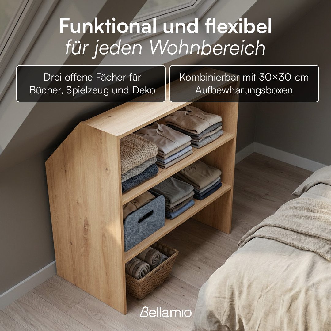 Bellamio Regal Aland Dachschrägenregal 45 Grad-Winkel, Eiche, 90 cm breit, verfügbar mit & ohne Türen