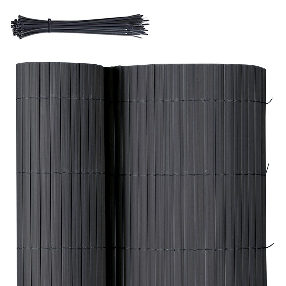Sekey Balkonsichtschutz PVC Sichtschutzmatte Grau Bambus Sichtschutz Balkon günstig online kaufen