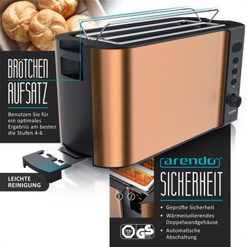 Arendo Frühstücks-Set (2-tlg), 4-Scheiben Langschlitz Toaster, 3er Eierkocher, Kupfer