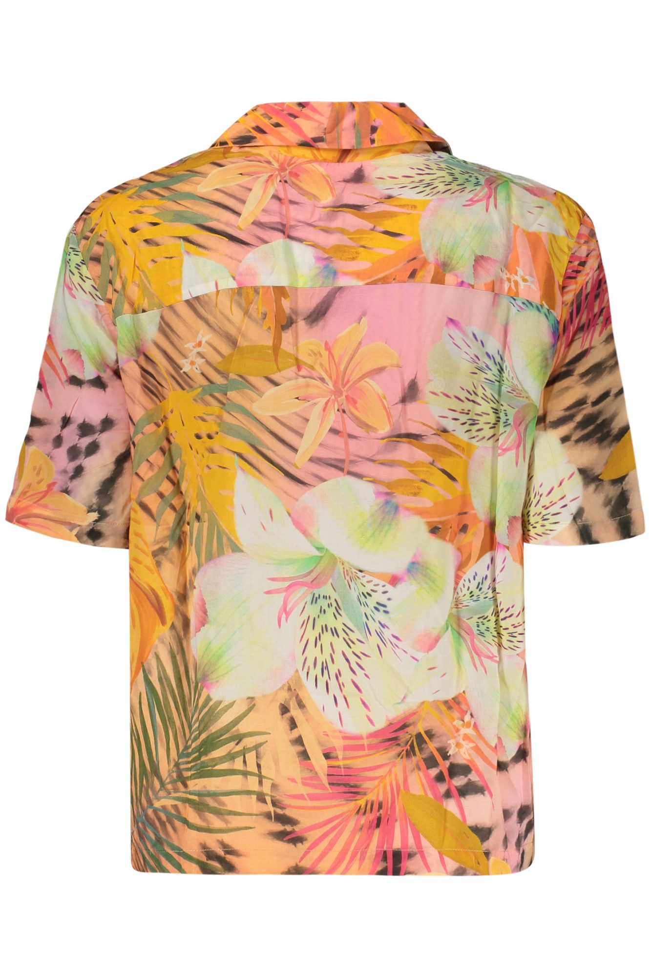 Desigual Blusenshirt Buntes Damen-Kurzarmhemd mit V-Ausschnitt und