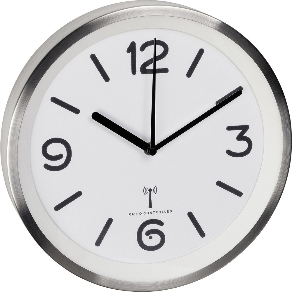 Wanduhr TFA Dostmann 60.3535.02 Funk Wanduhr 253 mm x 42 mm Aluminium (gebürst