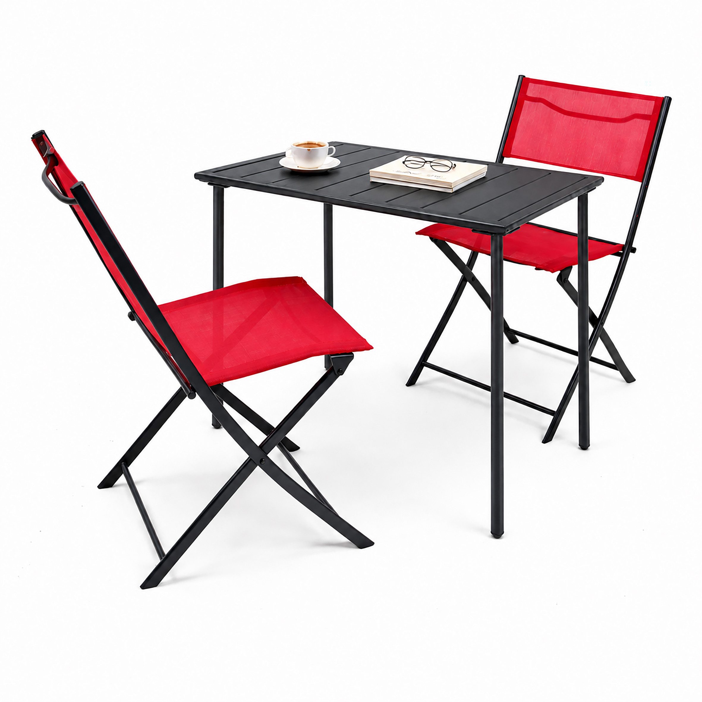VCM Garten-Essgruppe 3 teiliges Gartenmöbel Balkon Set Sumila mit Tisch, (Set, 3-tlg., 1x Tisch 2x Stuhl)