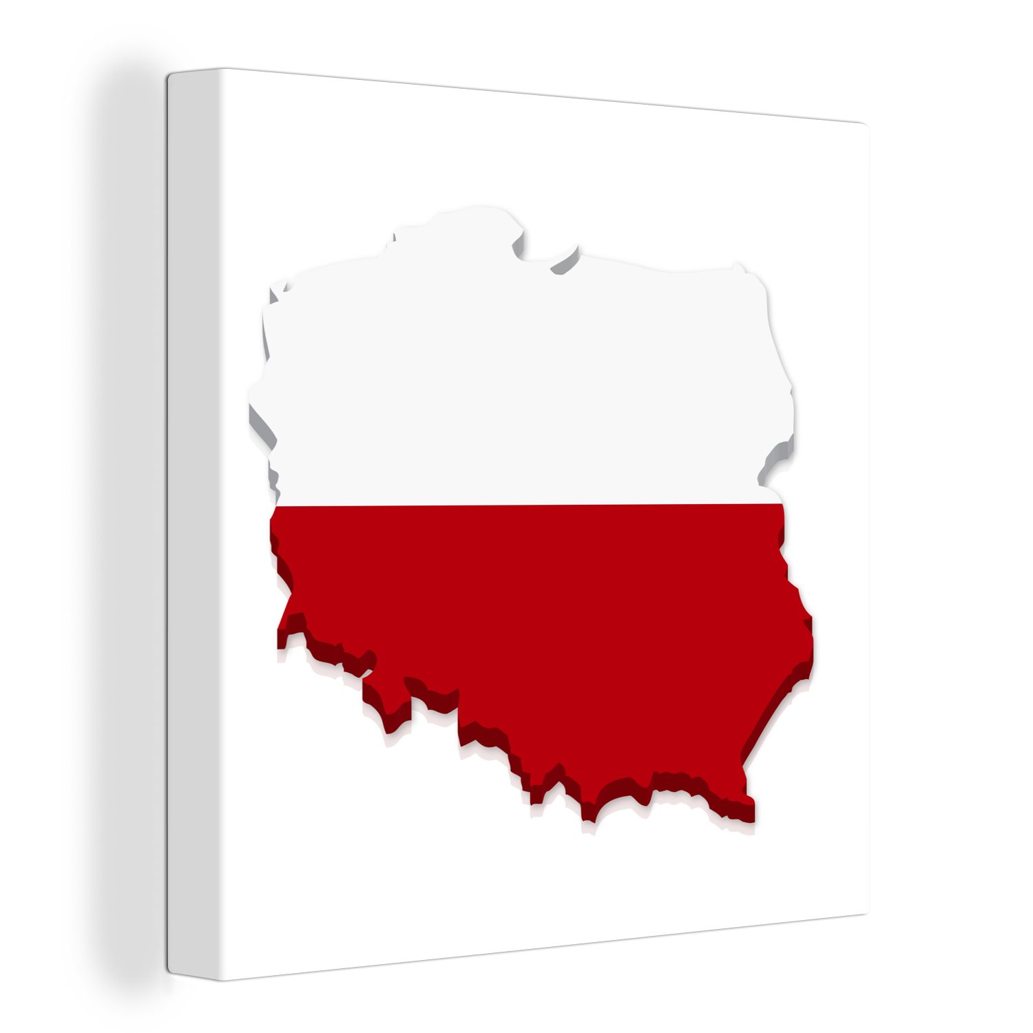 Leinwand Farben OneMillionCanvasses® der Polen Flagge, von Illustration Bilder Schlafzimmer den in Wohnzimmer Leinwandbild St), (1 für