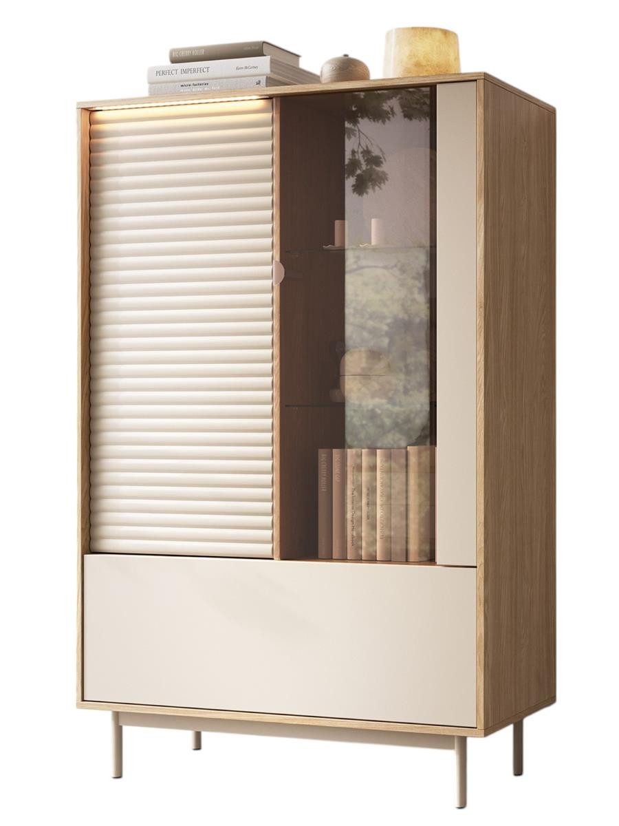 Compleo Standvitrine Glasvitrine mit 3 Türen, Skandinavisches Design fürs W günstig online kaufen