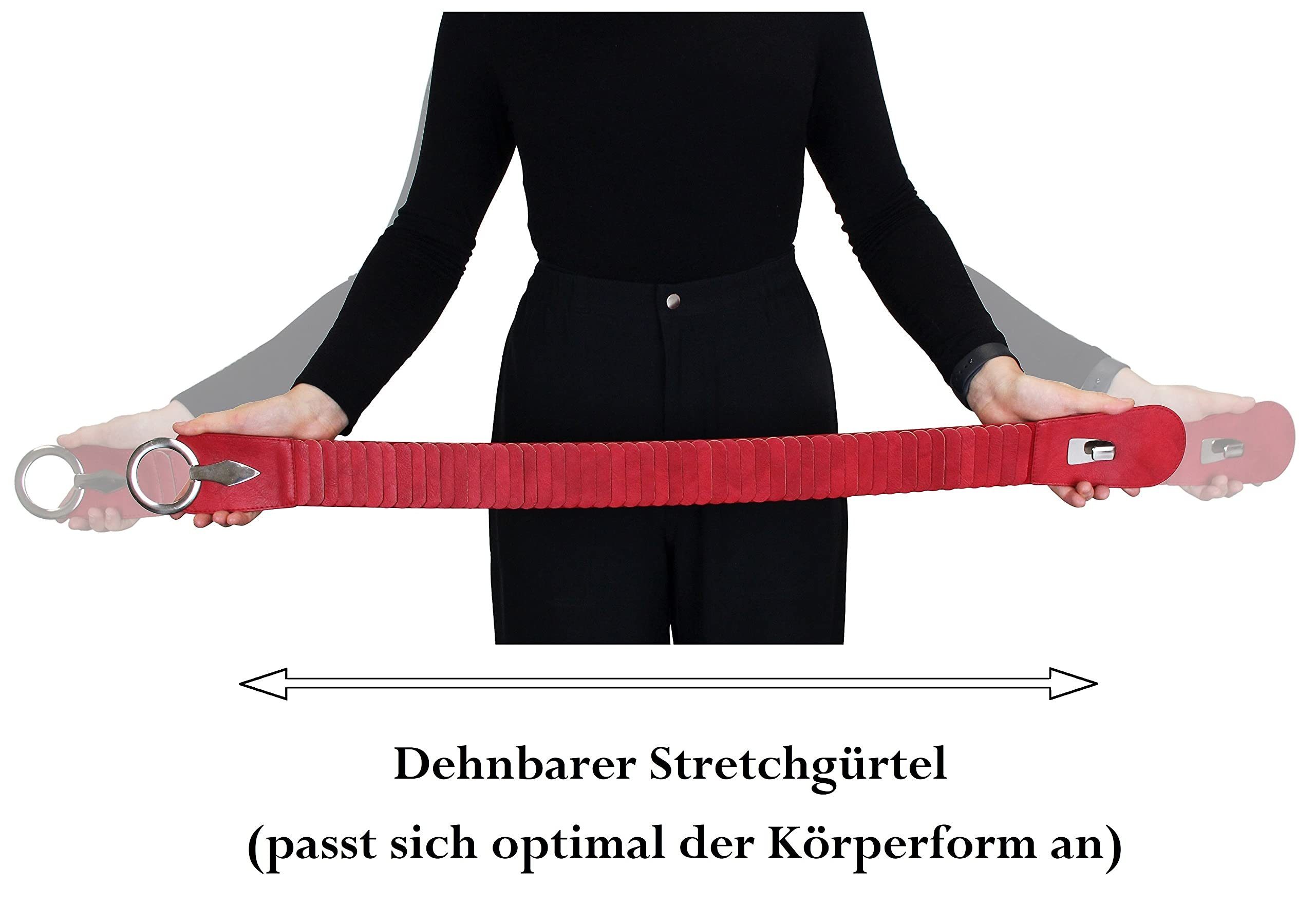Vanessa & Melissa Taillengürtel Damen Eleganter Gürtel in 6 cm Breite, Vielseitiger Kleidergürtel Elastischer Taillengürtel, Gürtel mit silberner Ring-Schließe – Bild 5 von 5