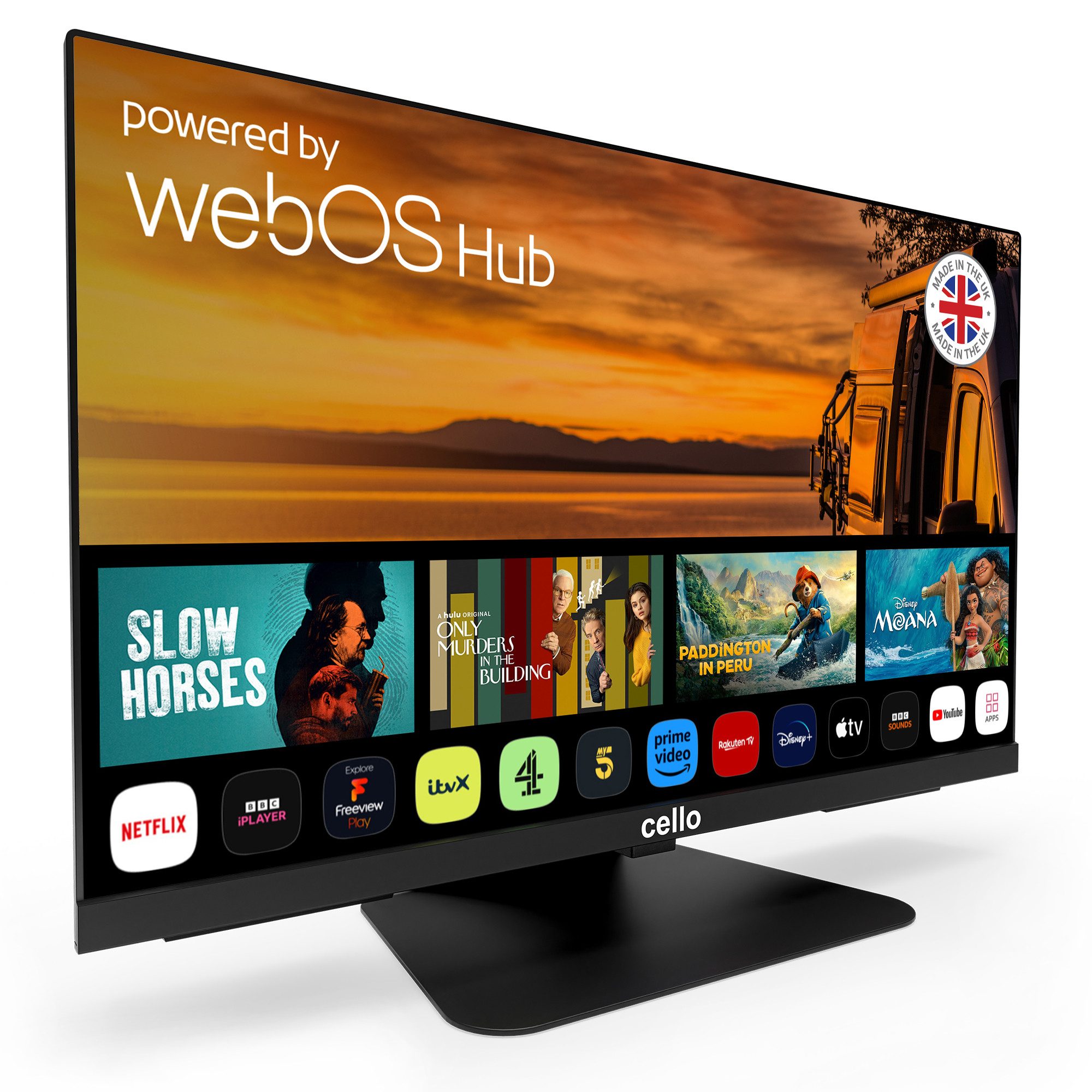 Cello 24 Zoll Camping 12V Smart WebOS Traveller mit DVD-Player LED-Fernseher (60,96 cm/24 Zoll, 1366 × 768 (HD Ready), Smart-TV)