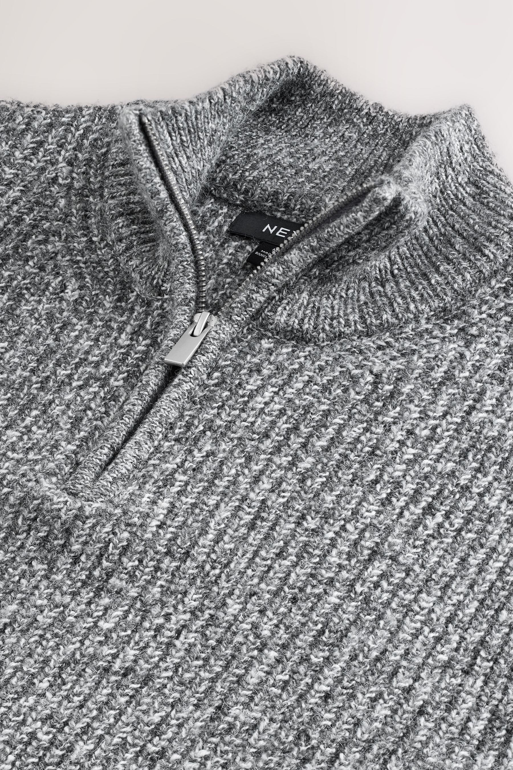 Next Troyer Regular Fit Strukturstrickpullover mit Viertel-RV (1-tlg)