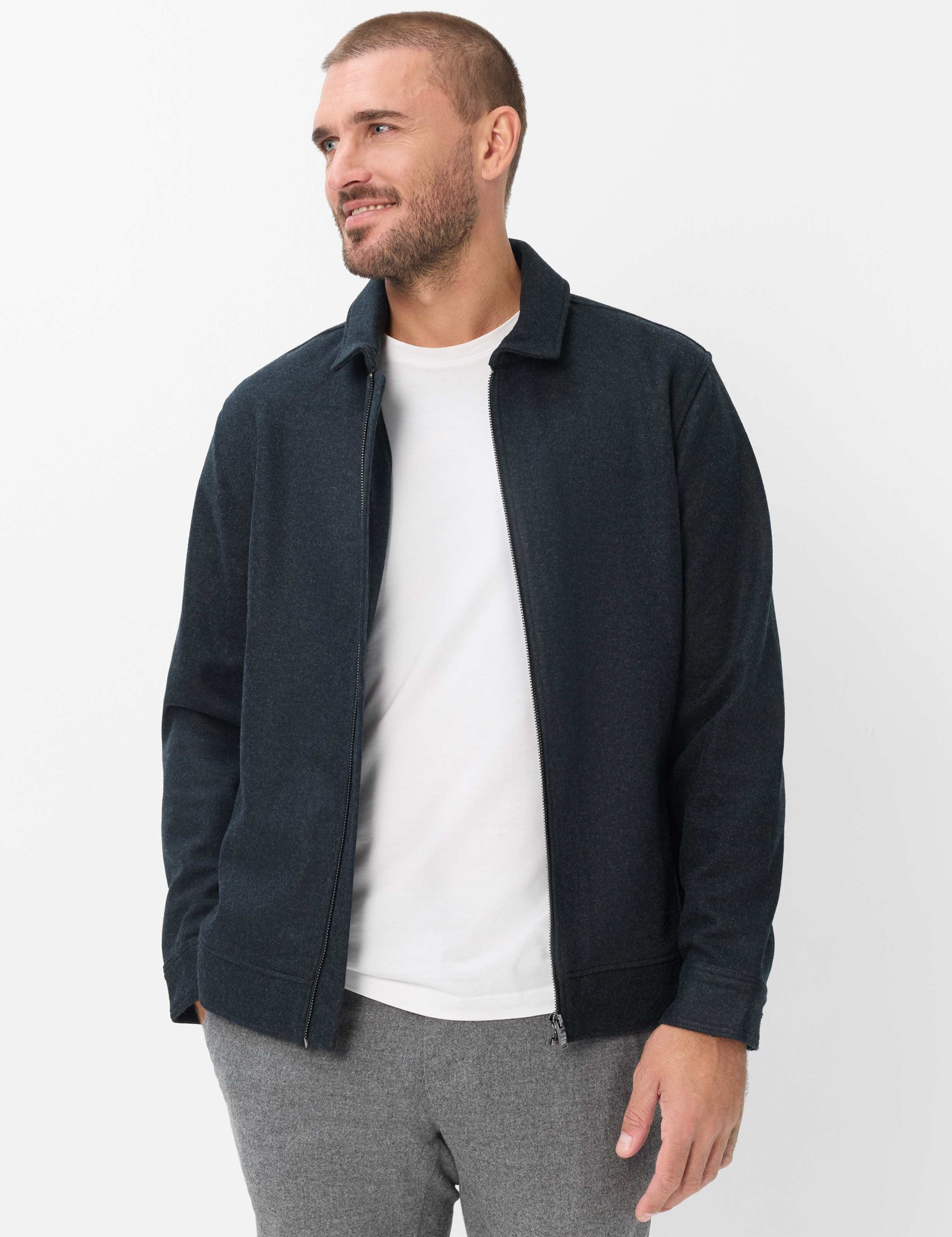 Brax Sweatjacke Style SANTIAGO Flanell: Overshirt im Wollmix