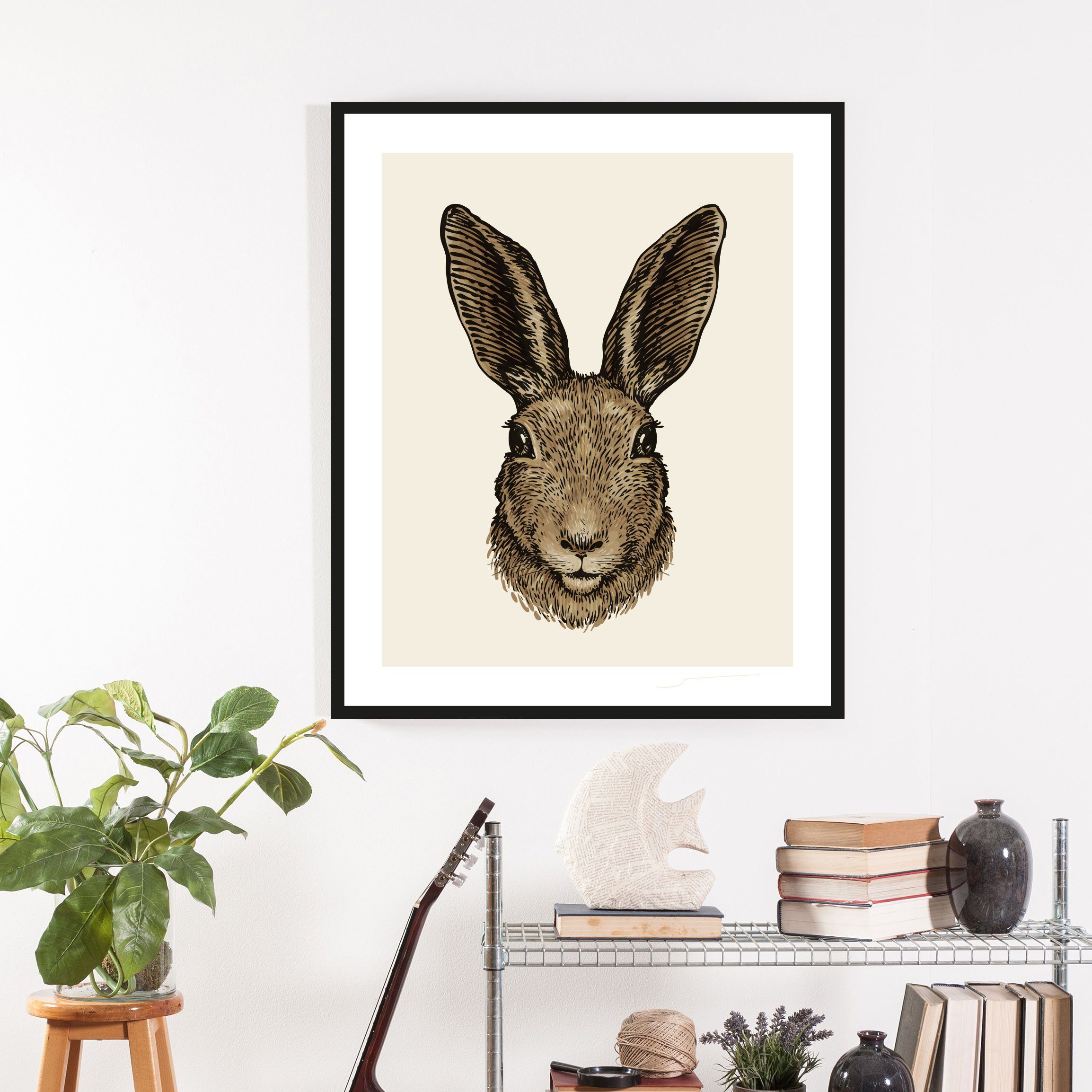queence Bild Agus, Hase, Hasen, Haustiere, Kunst, Ostern (1 St), 30x40, mit Rahmen