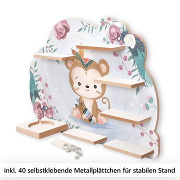 Kreative Feder Wandregal MUSIKBOX-REGAL Kleiner Affe, für TONIE-BOX und TONIES inkl. 40 Metallplättchen