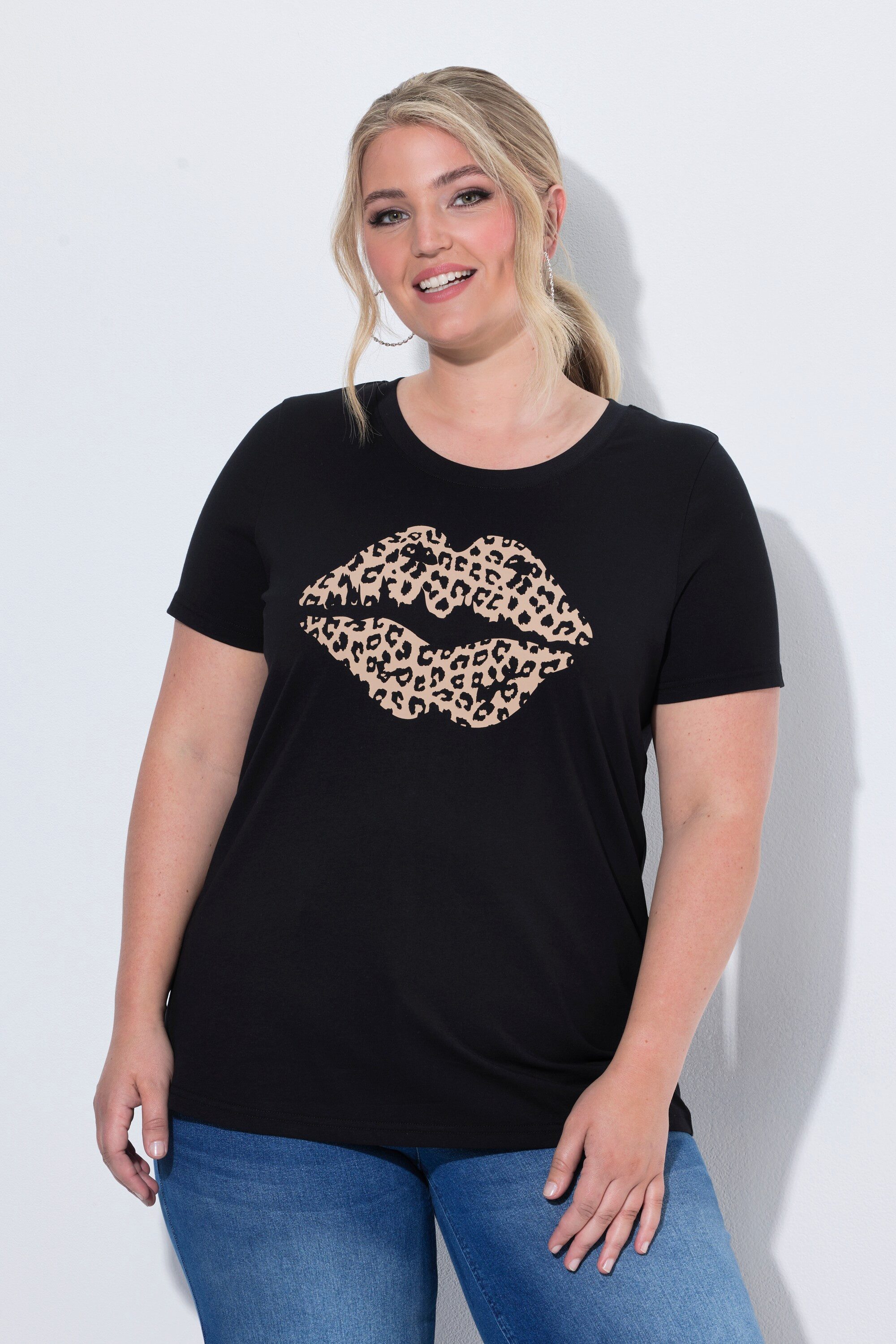 MIAMODA T-Shirt T-Shirt Komfort Fit Leo-Lippen Halbarm