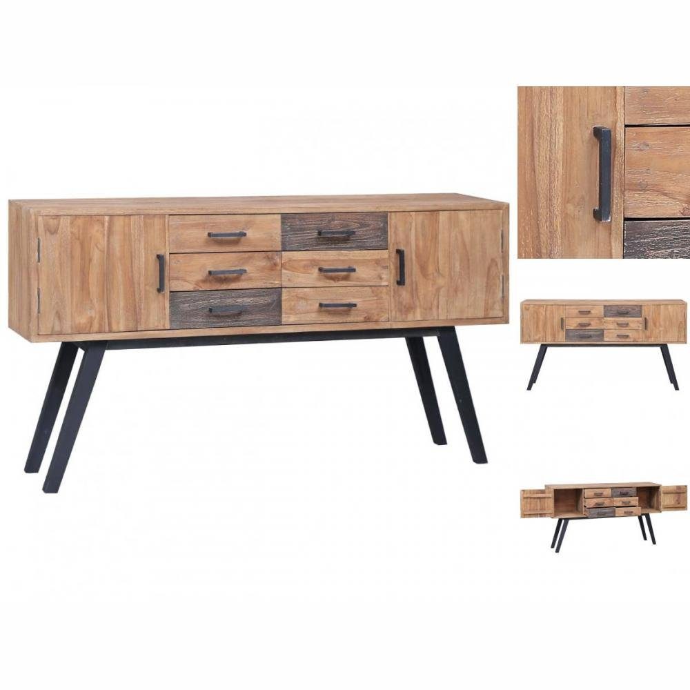 vidaXL Sideboard Beistellschrank 140 x 30 x 75 cm Massivholz Teak