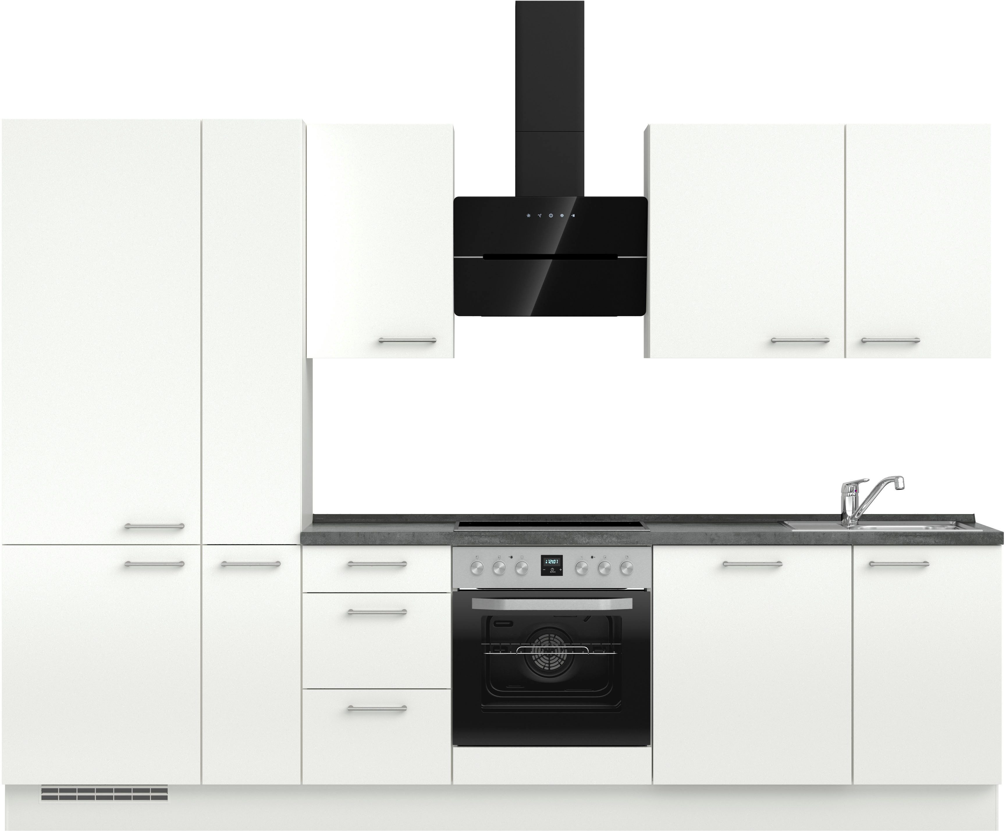 nobilia® Küchenzeile "Laser II", NEU: individuell anpassbar mit gratis Profi-Beratung, vormontiert, 300 cm breit, optional mit verschiedenen E‑Geräte-Sets