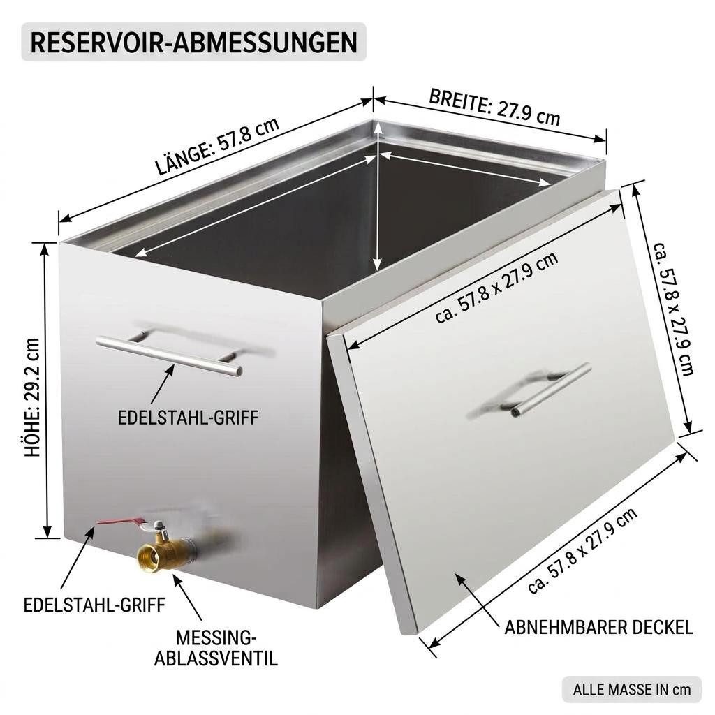 GarveeMore Thermobehälter 15‑Qt Einkochtopf 304‑Edelstahl 57,79×27,94×29,21cm mit Einkochzange, 304 stainless steel, mit 2 Gittern, Wasserbad‑Dampfeinkochen, in – Bild 2 von 5