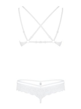 Obsessive Set: Bügel-BH Dessous-Set weiß BH + String Blumenmuster elastisch (Set)