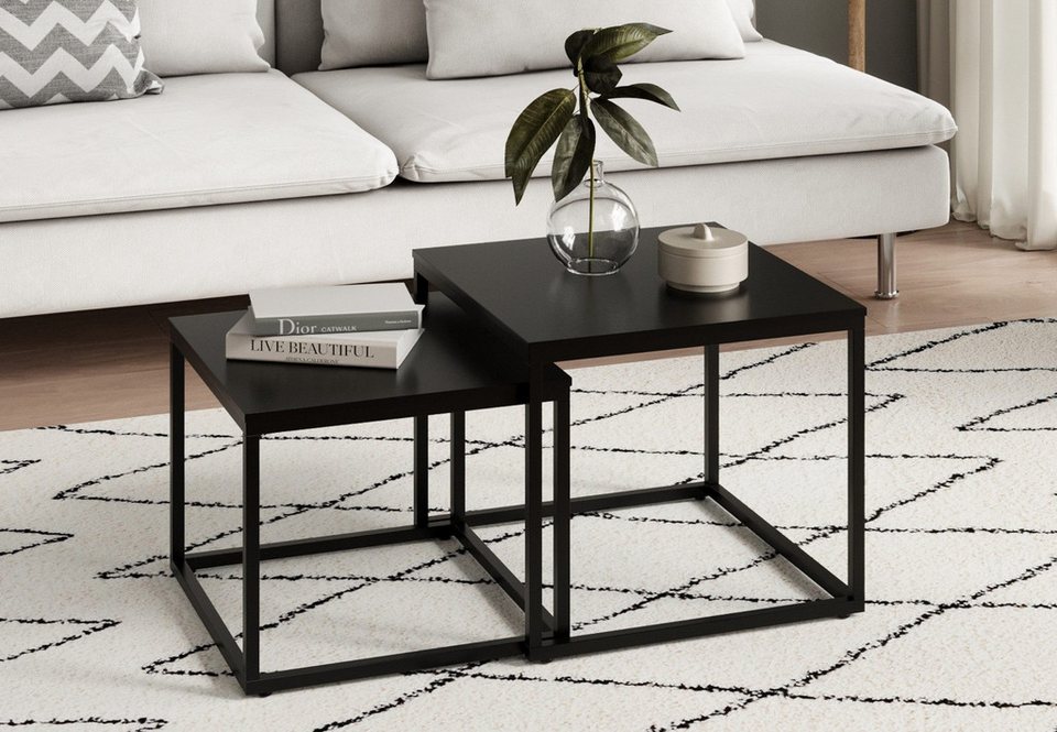 Home Collective Couchtisch 2er Set, Schwarz, Gr. Quadratisch